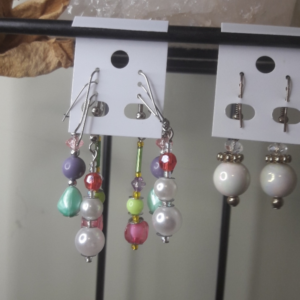 4 pairs colorful beaded dangle earrings - Picture 4 of 5